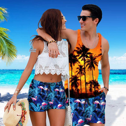 Lustiges Hawaii-Palmen-Tanktop mit orangefarbener Palme