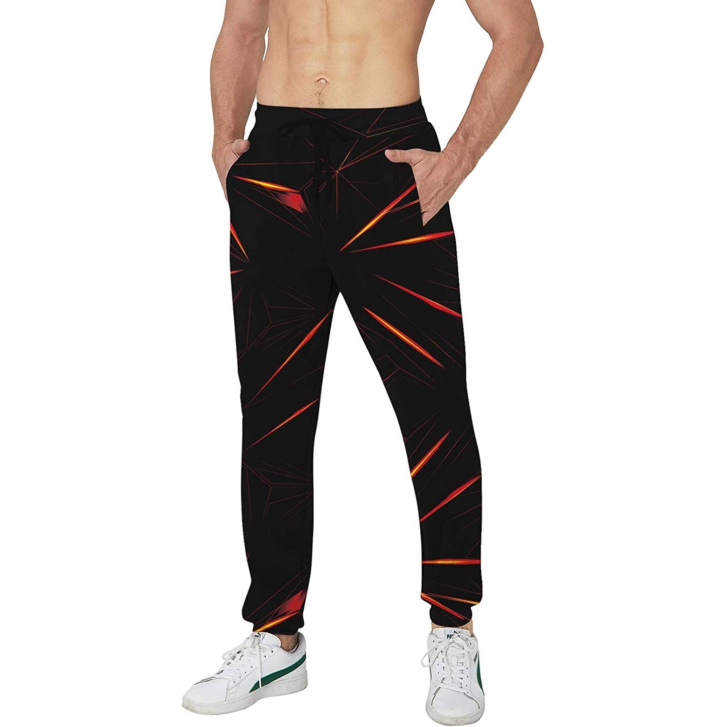 Rode geometrische grappige joggingbroek