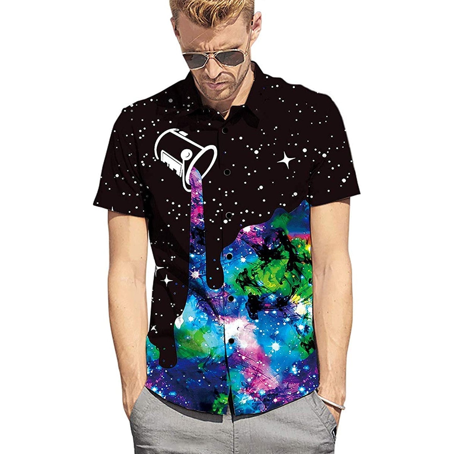 Galaxy Paint Splatter Lustiges Hawaiihemd