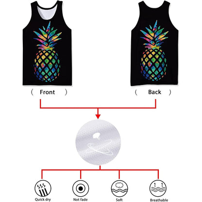 Lustiges Tank Top mit Ananas-Motiv, Schwarz