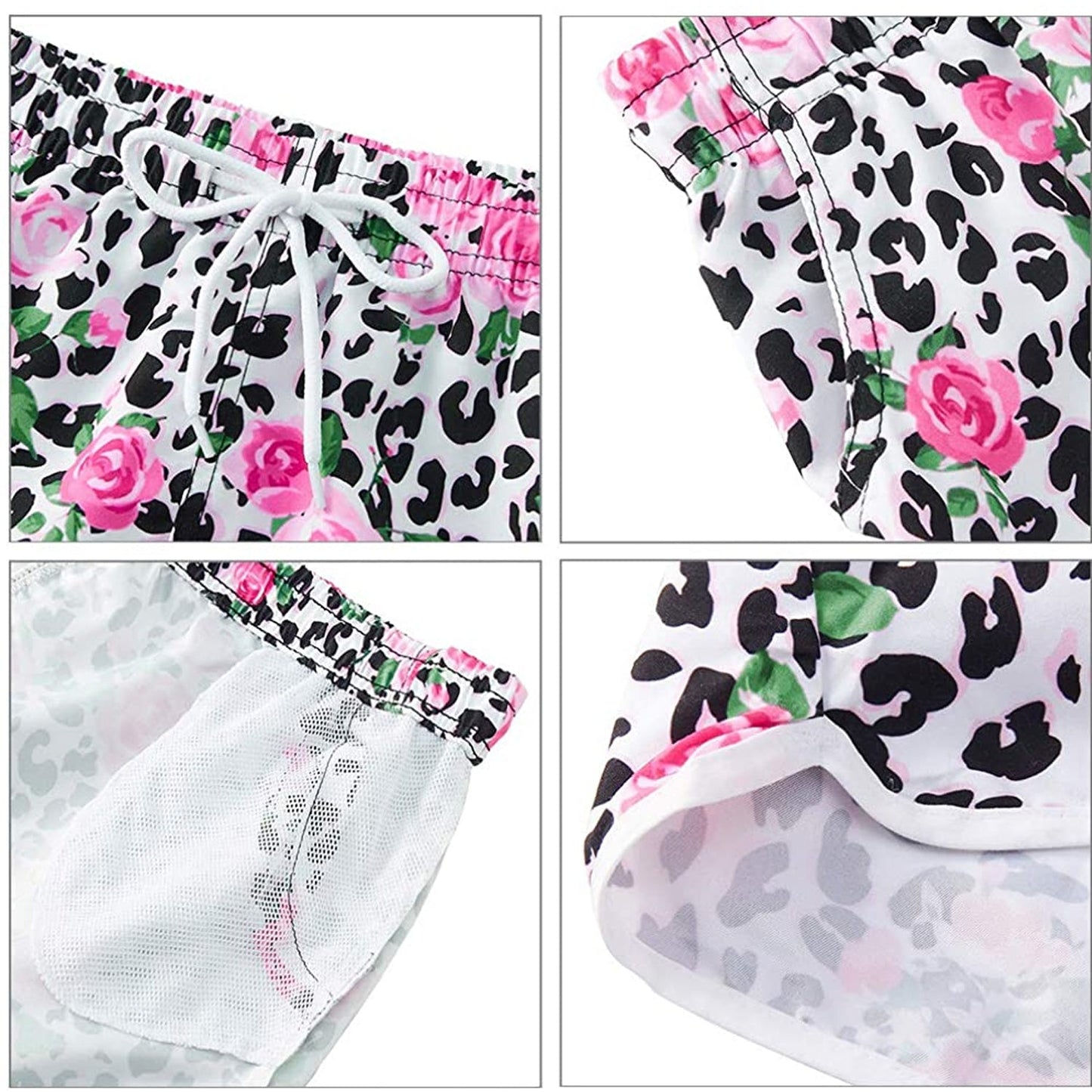 Leopard Rose Funny Board Shorts for Women