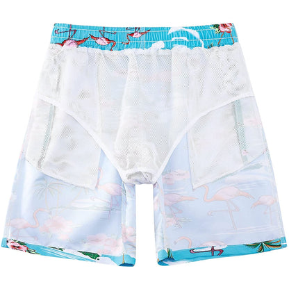 Flamingos Blau Lustige Jungen Badehose