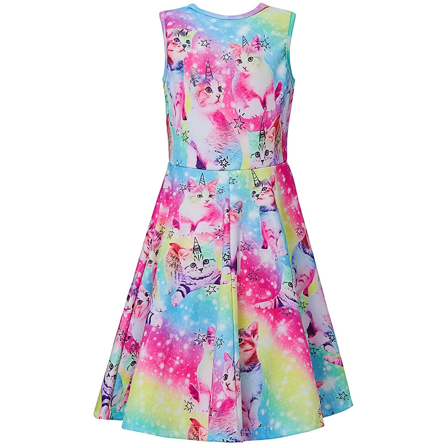 Regenbogen Einhorn Katze Lustiges Mädchen Kleid