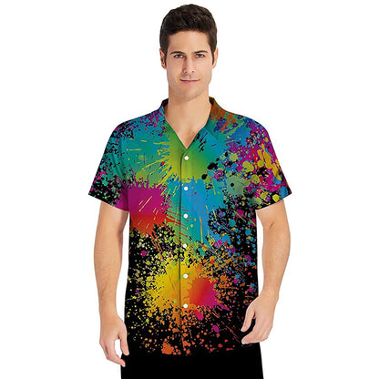 Zwarte spuitverf grappig Hawaiiaans shirt