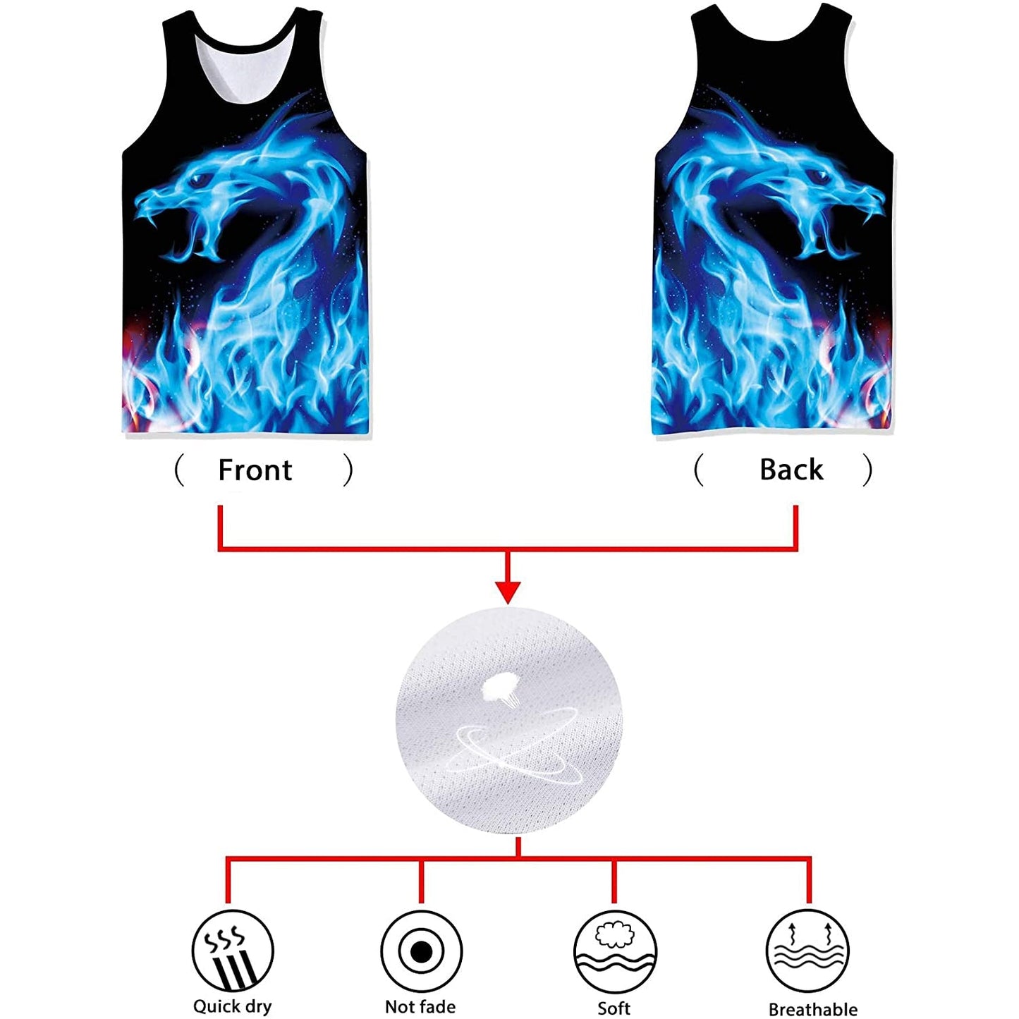 Ice Flame Dragon Funny Tank Top