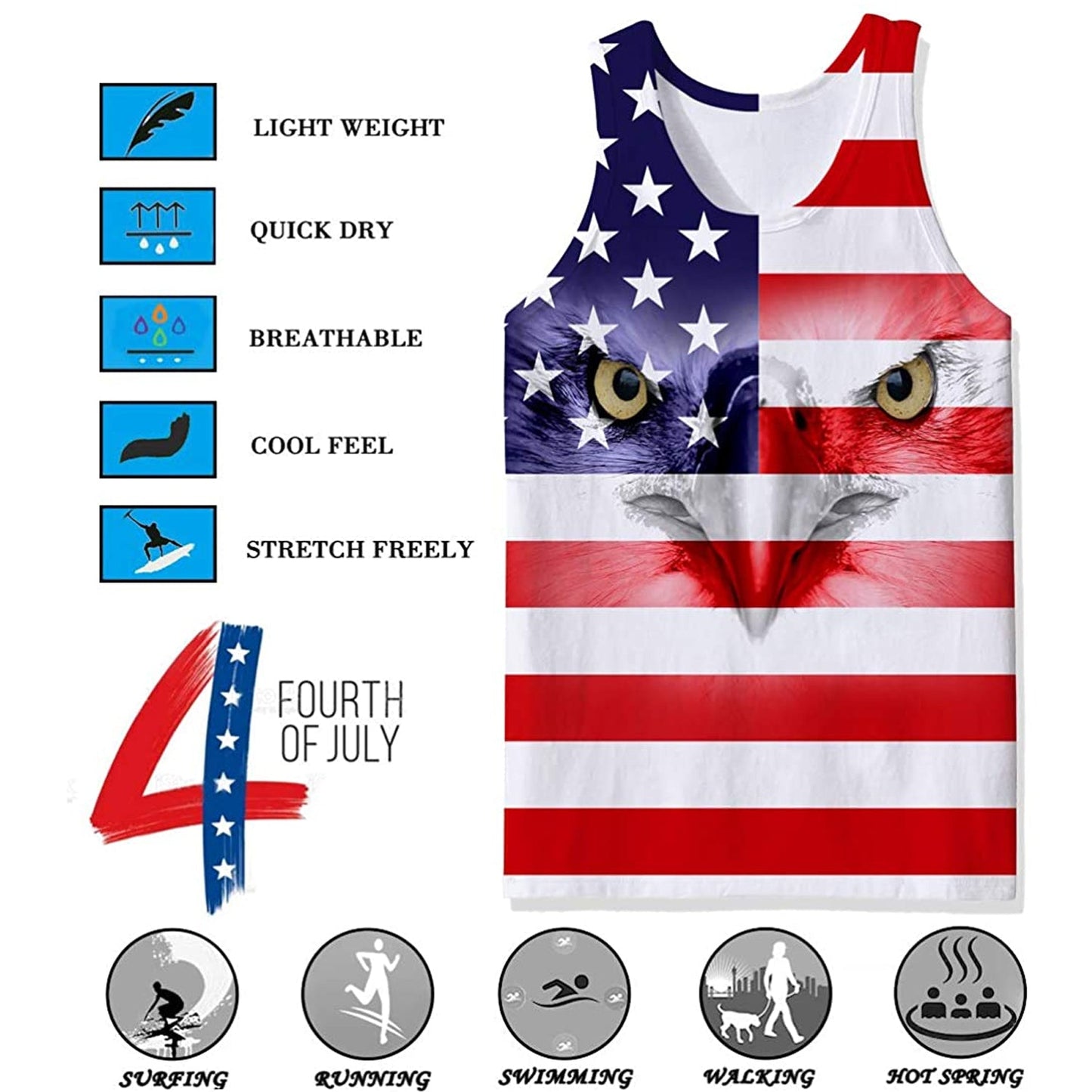 Lustiges Tank Top mit amerikanischer Flagge und Adler