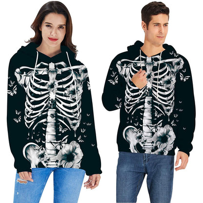 Skelett Blumen Halloween Kapuzenpullover