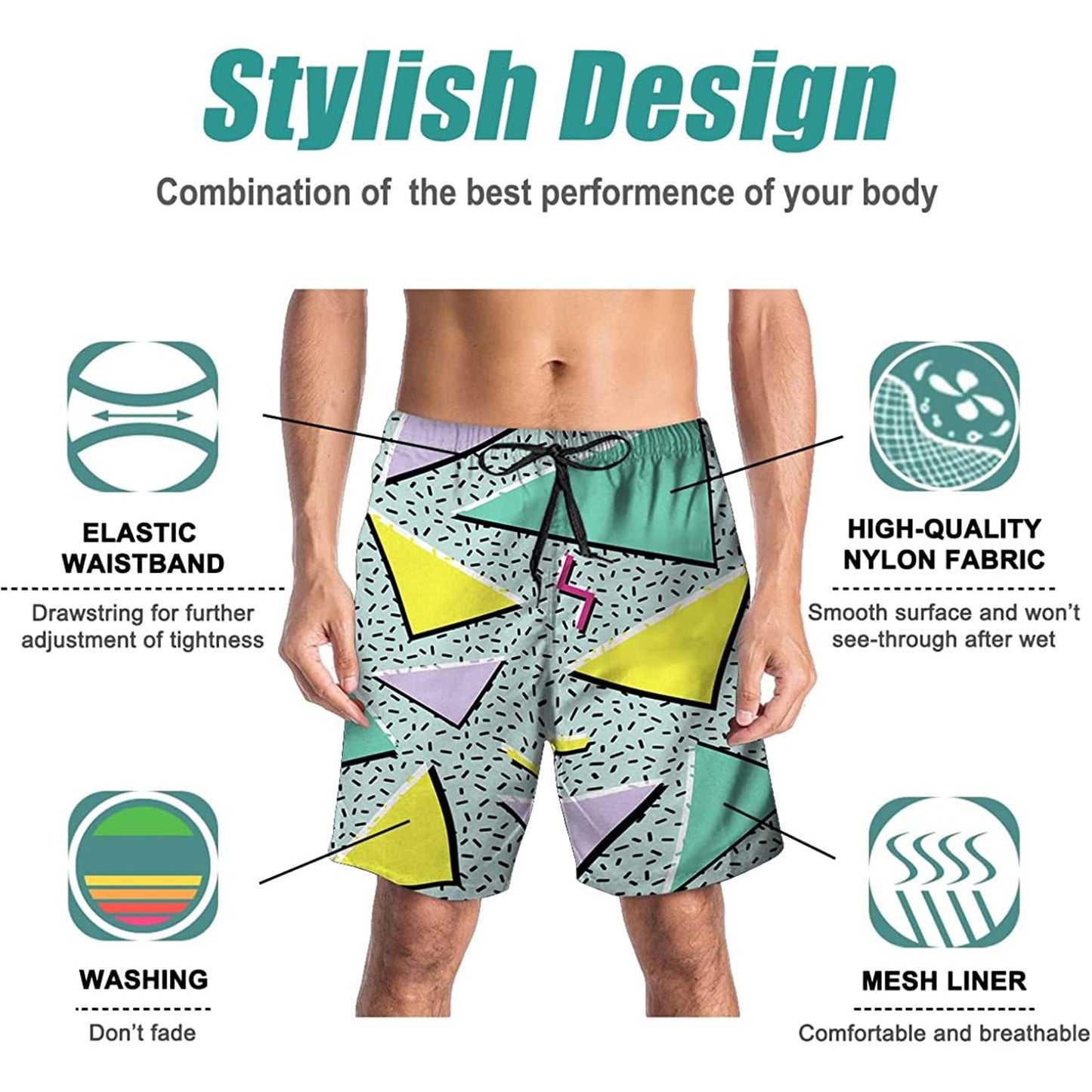 Geometry Funny Swim Trunks