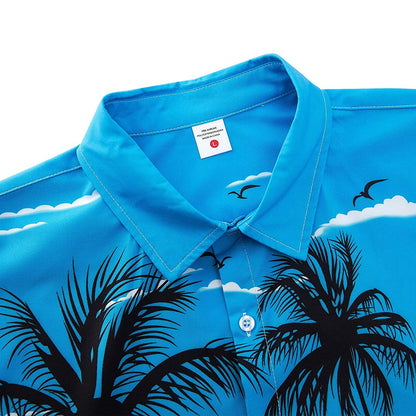 Blauwe palmboom grappig Hawaiiaans shirt