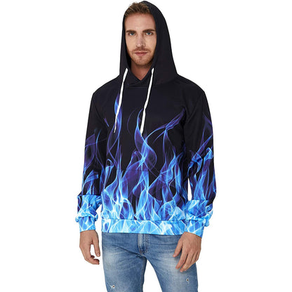 Lustiger Kapuzenpullover mit blauer Flamme