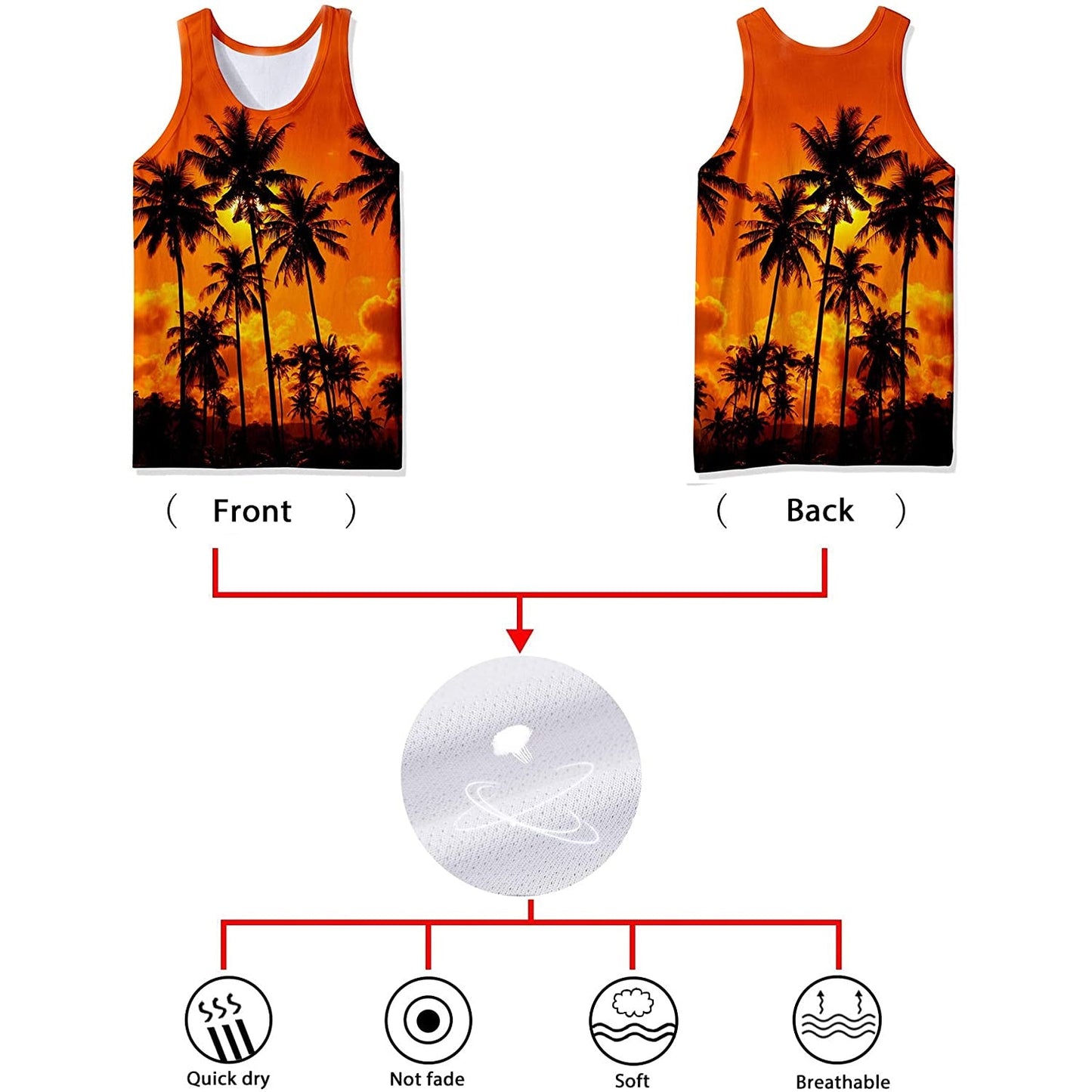 Lustiges Hawaii-Palmen-Tanktop mit orangefarbener Palme