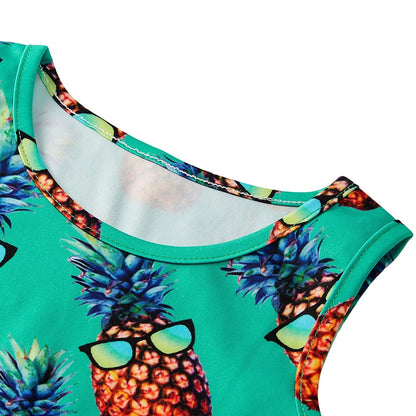 Grüne Sonnenbrille Ananas lustiges Mädchen Kleid