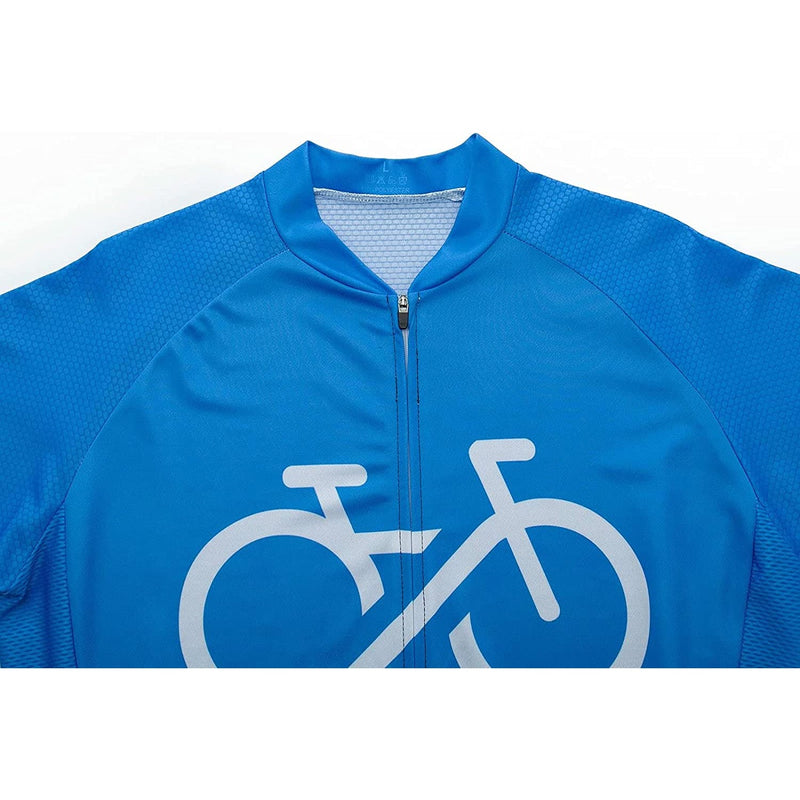 Blue Short Sleeve Men Funny MTB Short Sleeve Cycling Jersey Top