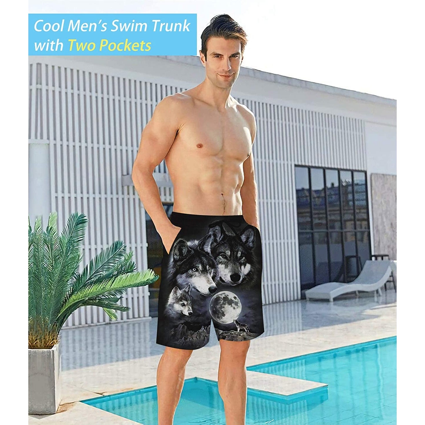 Wolf Funny Swim Trunks