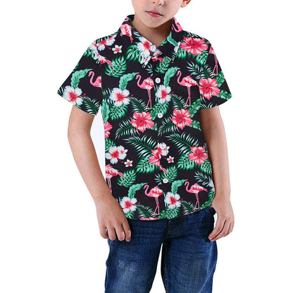 Palm Leaf Flamingos Funny Toddler Hawaiian Shirt