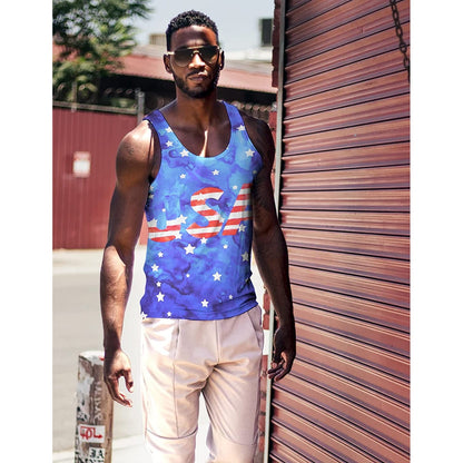 Lustiges Tank Top mit blauer USA-Flagge