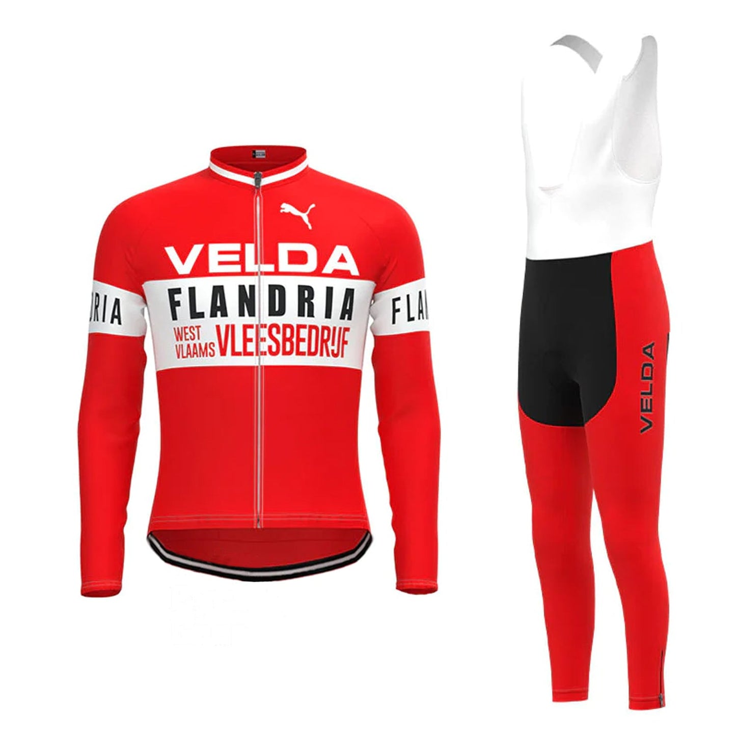 VELDA Flandria Rood Lange Mouw Fietsshirt Bijpassende Set