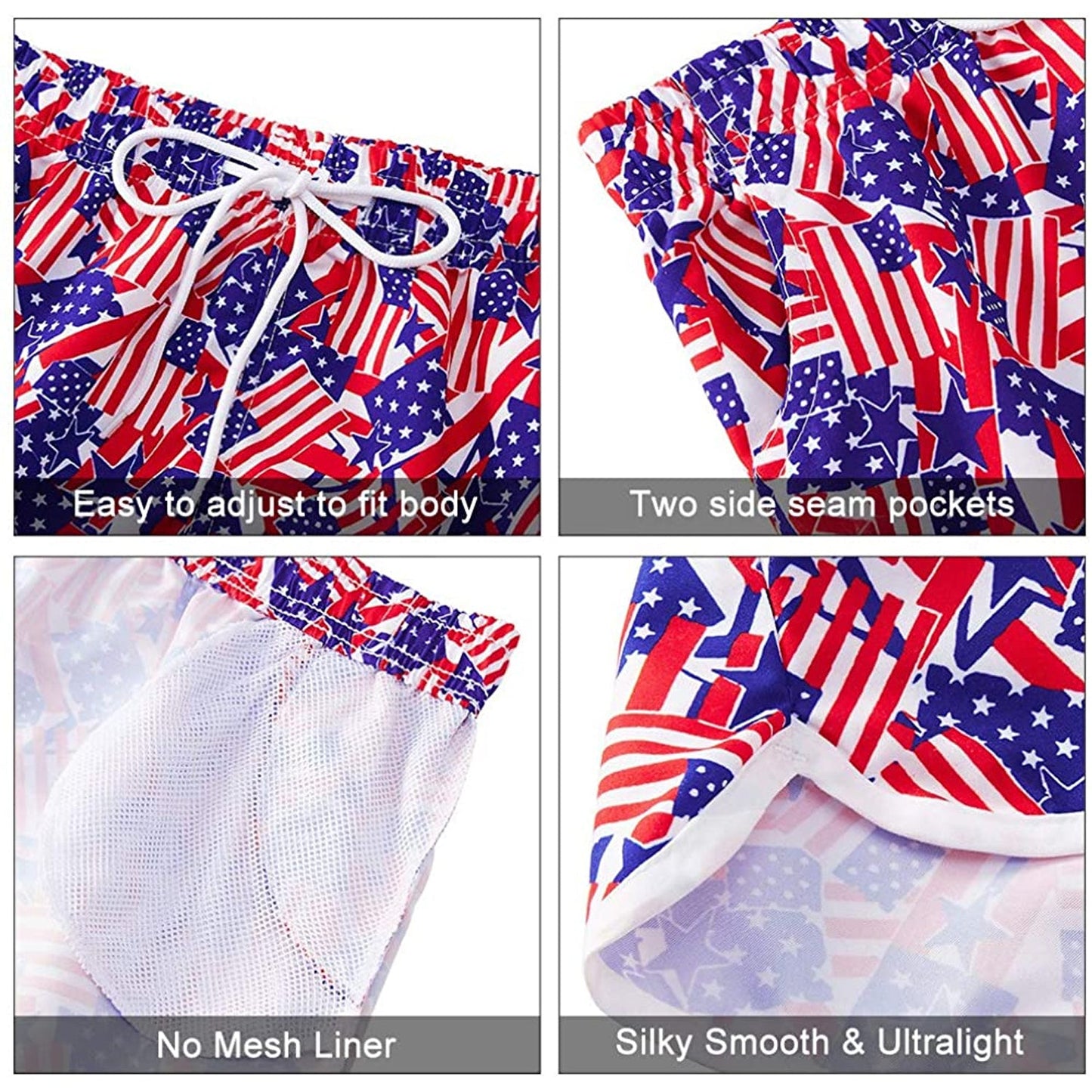 De grappige boardshorts met de Amerikaanse vlag voor dames