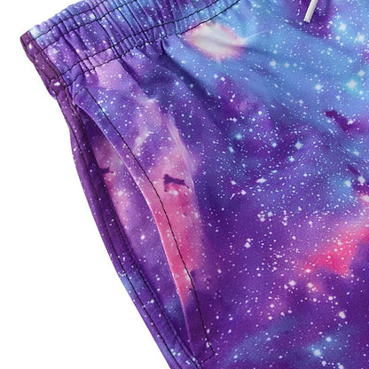 Badehose für Jungen mit lustigem Galaxy-Motiv, Weinrot