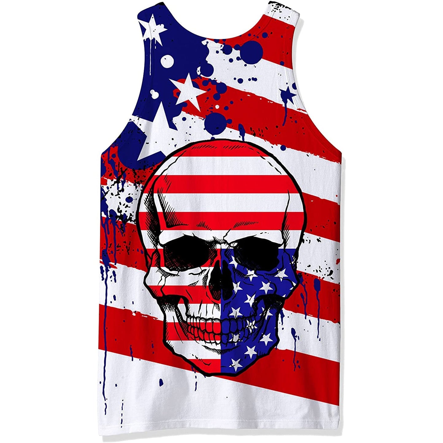 Lustiges Tank Top mit Totenkopf-Motiv in amerikanischer Flagge