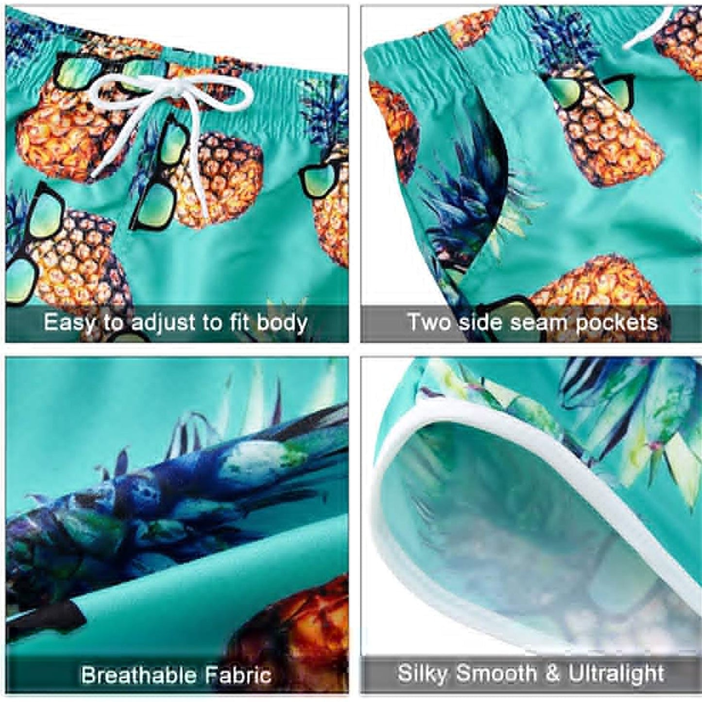 Lustige Boardshorts mit Sonnenbrille und Ananas-Motiv für Damen