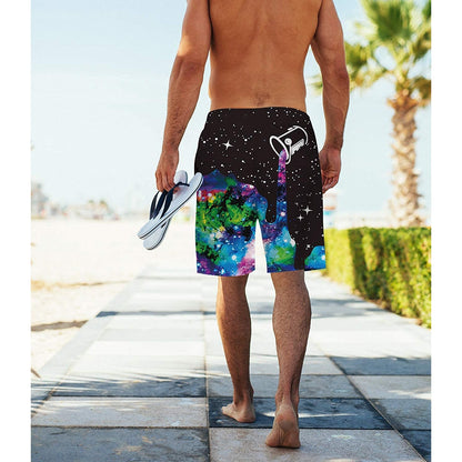 Galaxy Paint Pouring Funny Swim Trunks