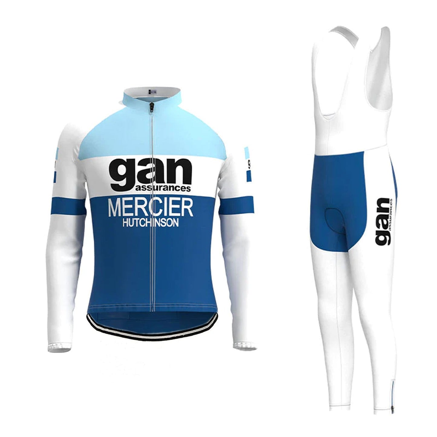 Gan Blue Langarm-Radtrikot-Set passend zum Set