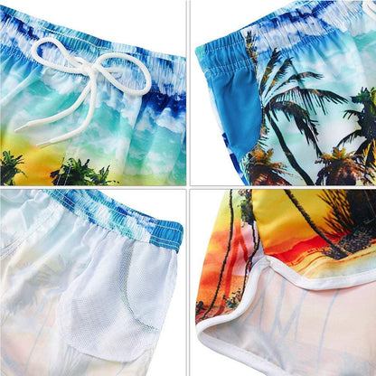 Hawaiian Sunset Palm Tree Funny Board Shorts for Women