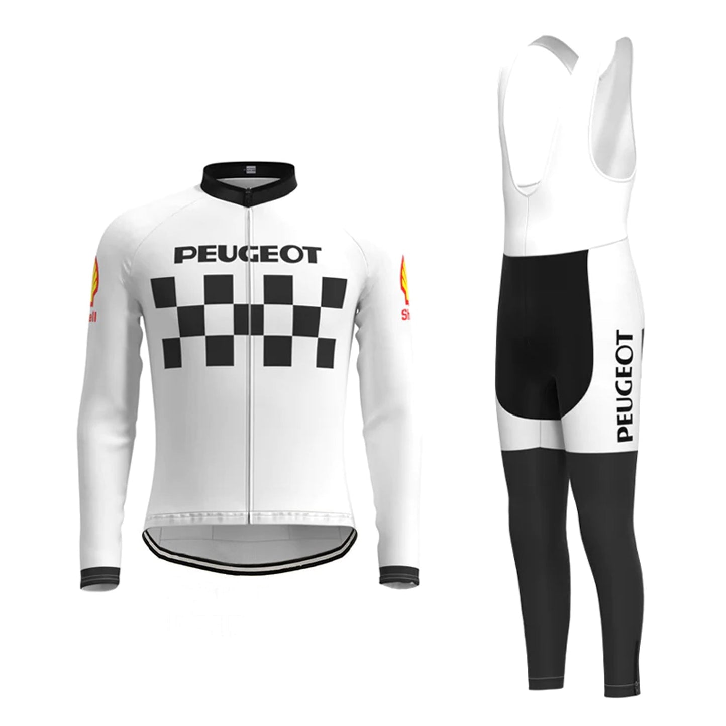 Peugeot Wit Lange Mouw Fietsshirt Matching Set