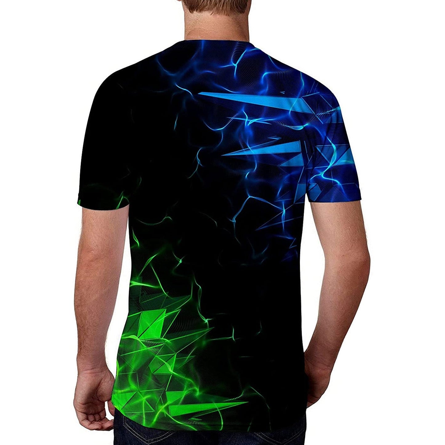 Lustiges T-Shirt mit blauer und grüner Geometrie