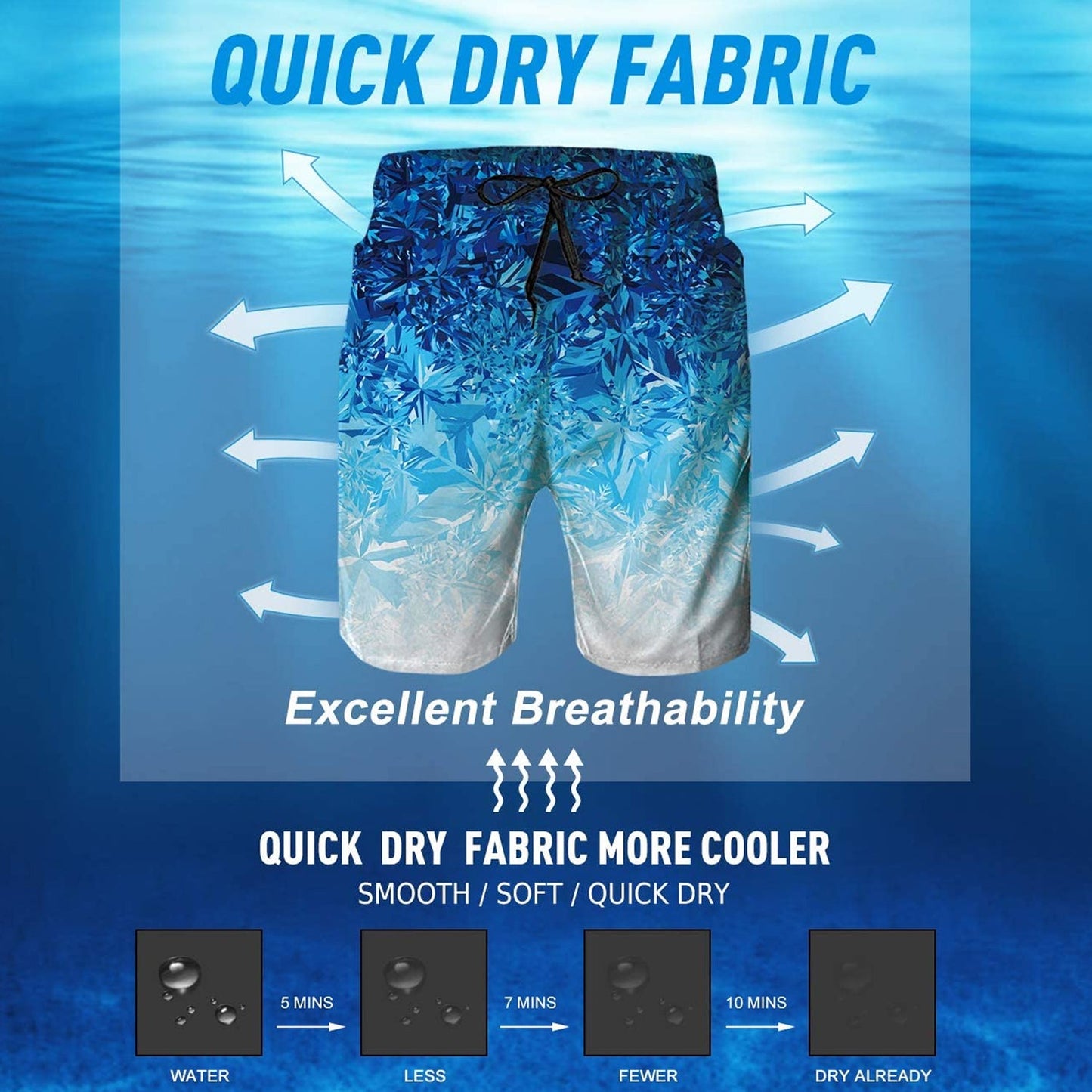 Lustige Badehose mit Schneeflocken-Motiv, Blau