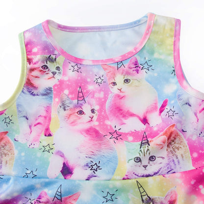 Rainbow Unicorn Cat Funny Girl Dress