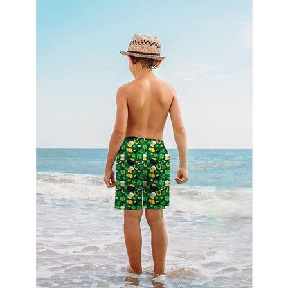 Lustige Badehose für Jungen mit Kleeblatt-Motiv zum St. Patrick's Day