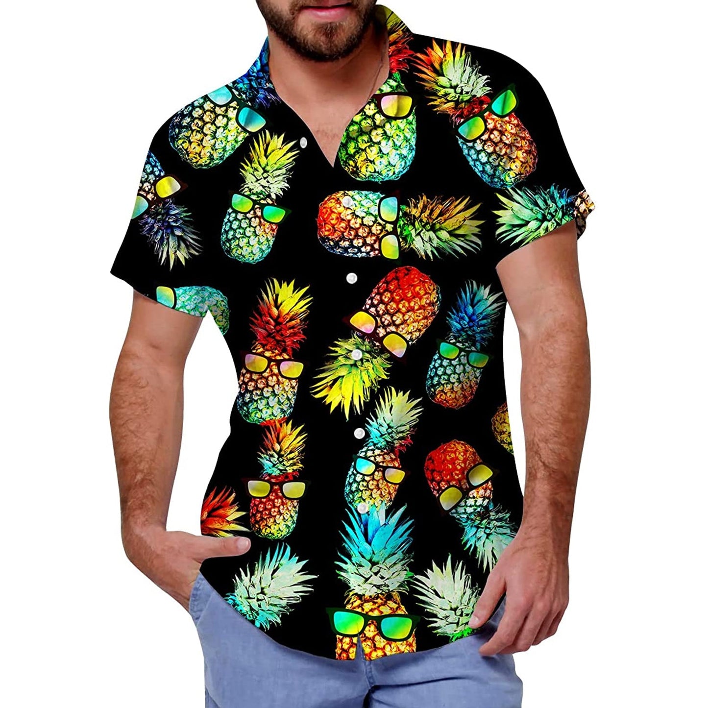 Zwarte zonnebril ananas grappig Hawaiiaans shirt