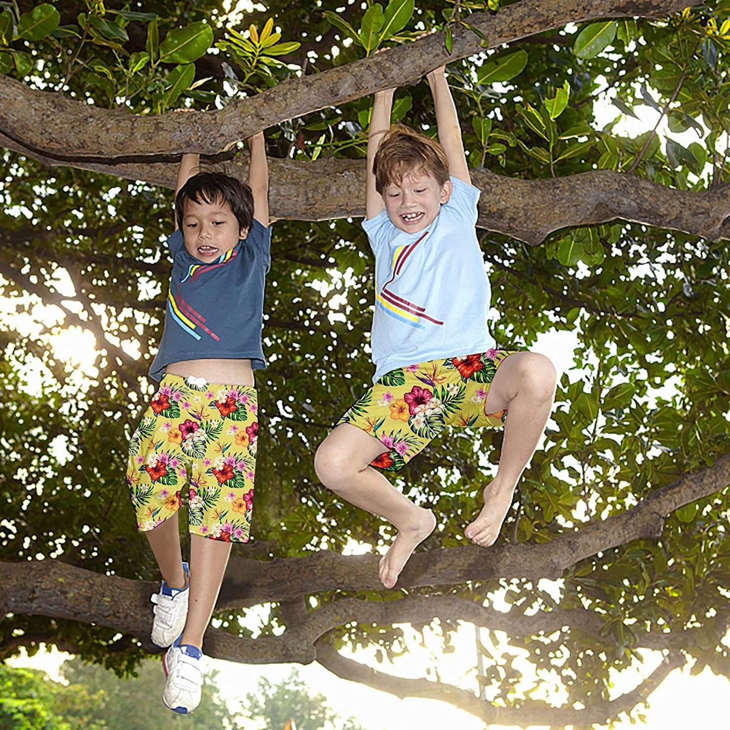 Lustige Badehose für Jungen mit Blumenmuster, Gelb