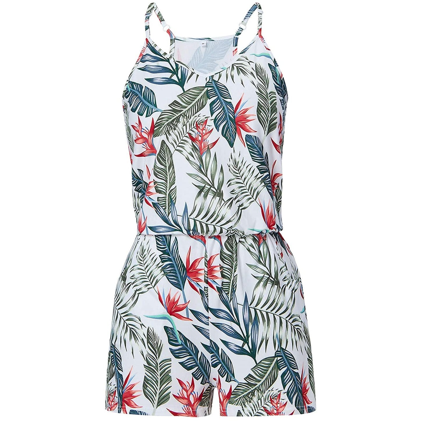 Palm Leaf White Funny Romper for Women