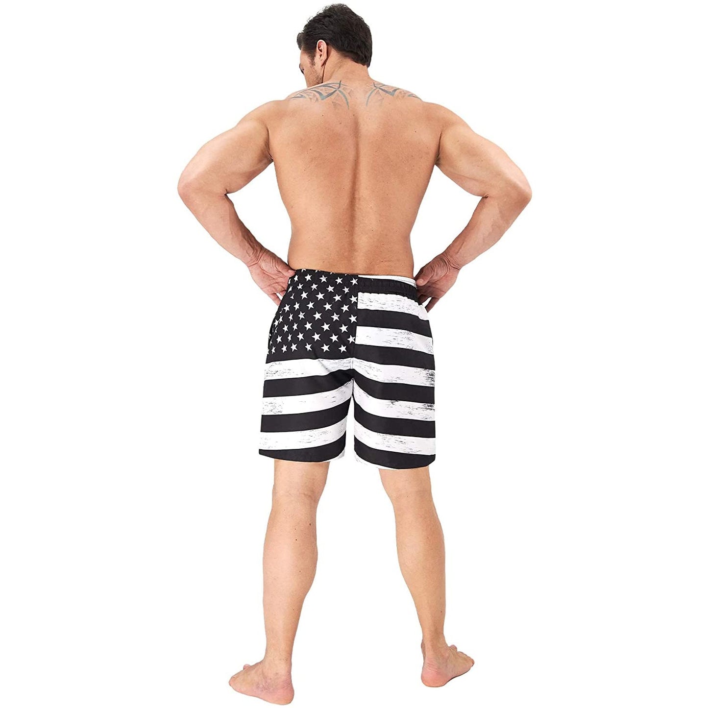 Black American Flag Funny Swim Trunks