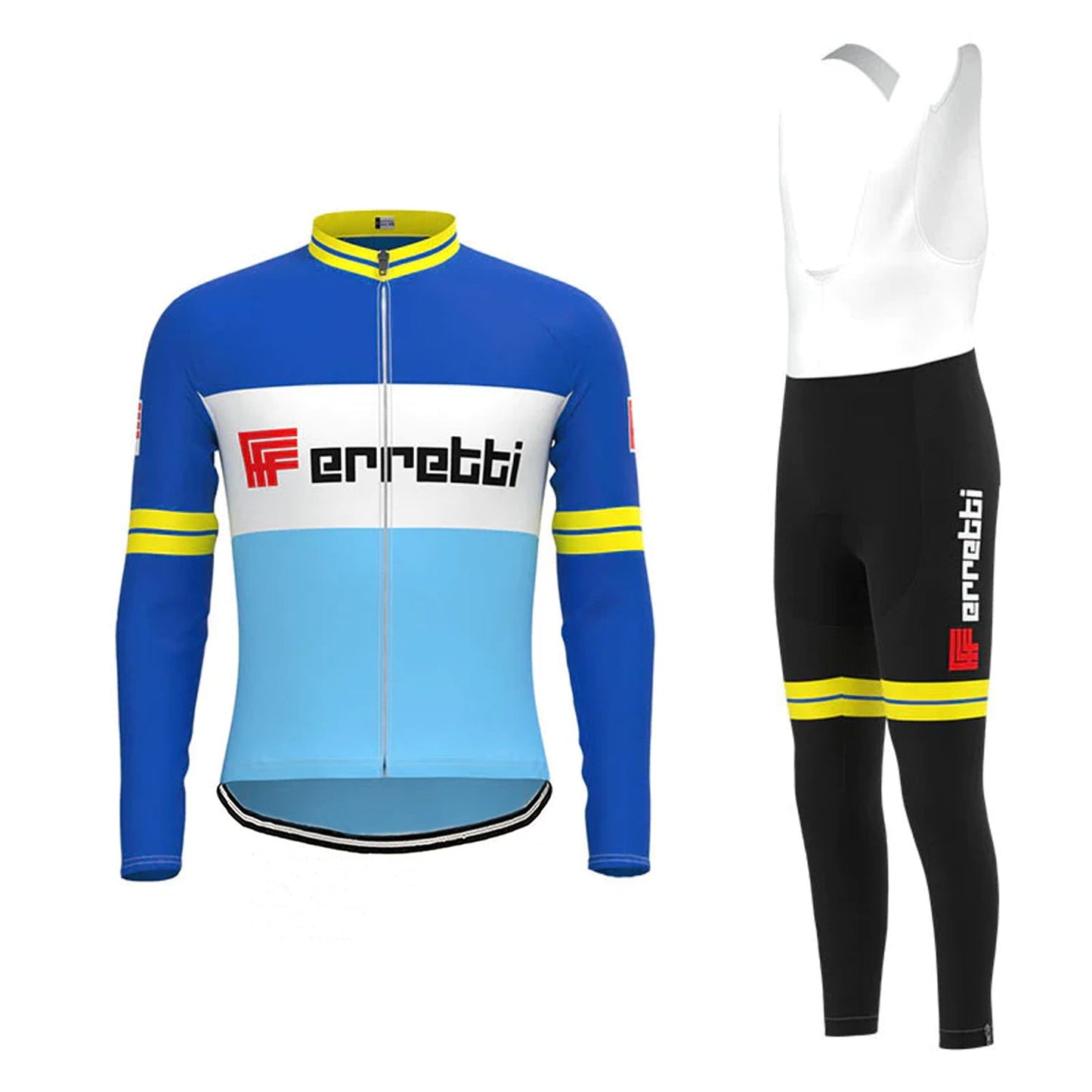 Ferretti Blauwe Lange Mouw Fietsshirt Matching Set