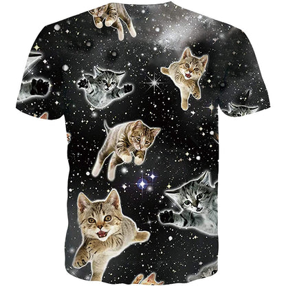 Ruimte Vliegende Kat Grappig T-shirt