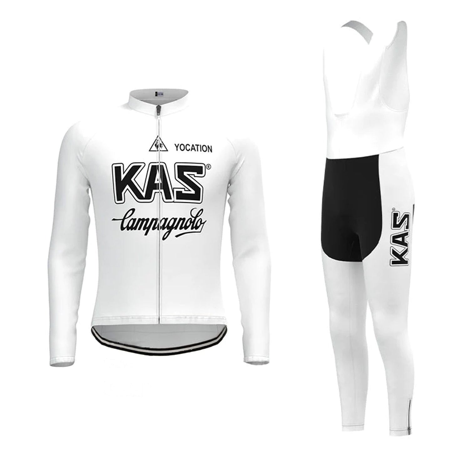 KAS Weißes Vintage Langarm-Radtrikot-Set