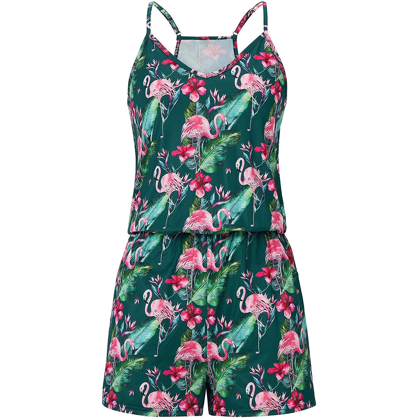 Floral Flamingo Grappige Romper voor Vrouwen