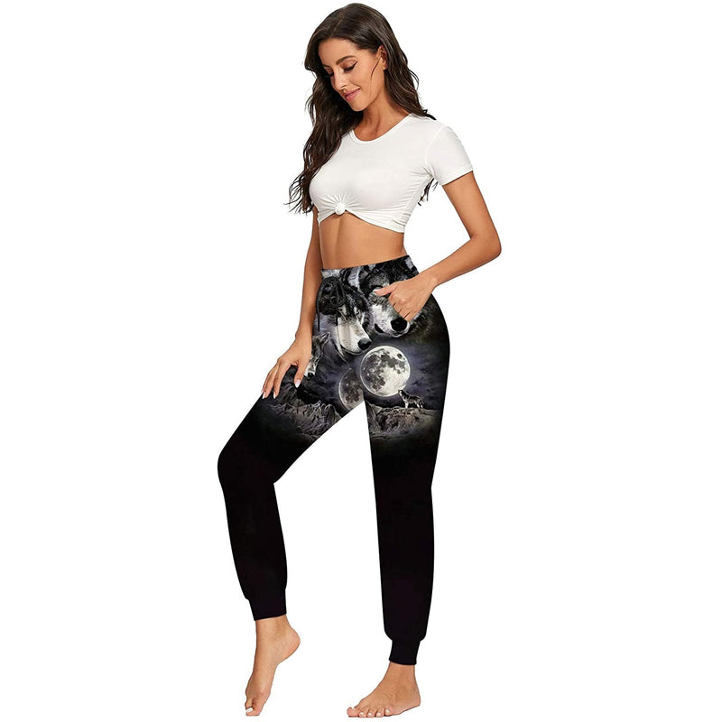 Full Moon Wolf Funny Sweatpants