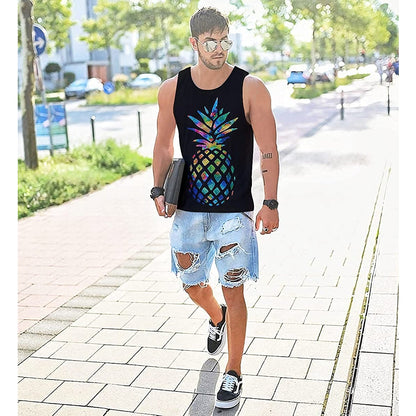 Lustiges Tank Top mit Ananas-Motiv, Schwarz