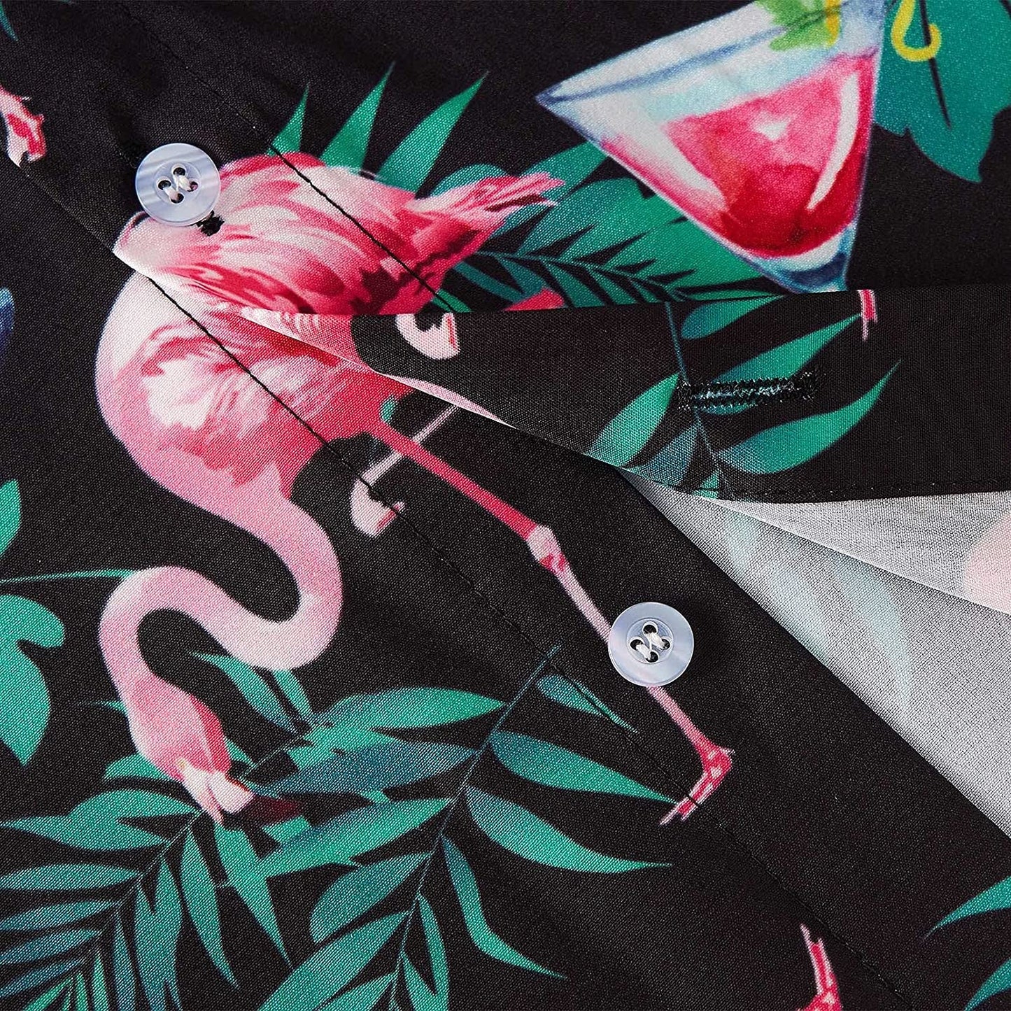 Roze Flamingo Grappig Hawaiiaans Shirt met Palmblad