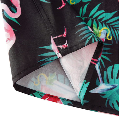 Roze Flamingo Grappig Hawaiiaans Shirt met Palmblad