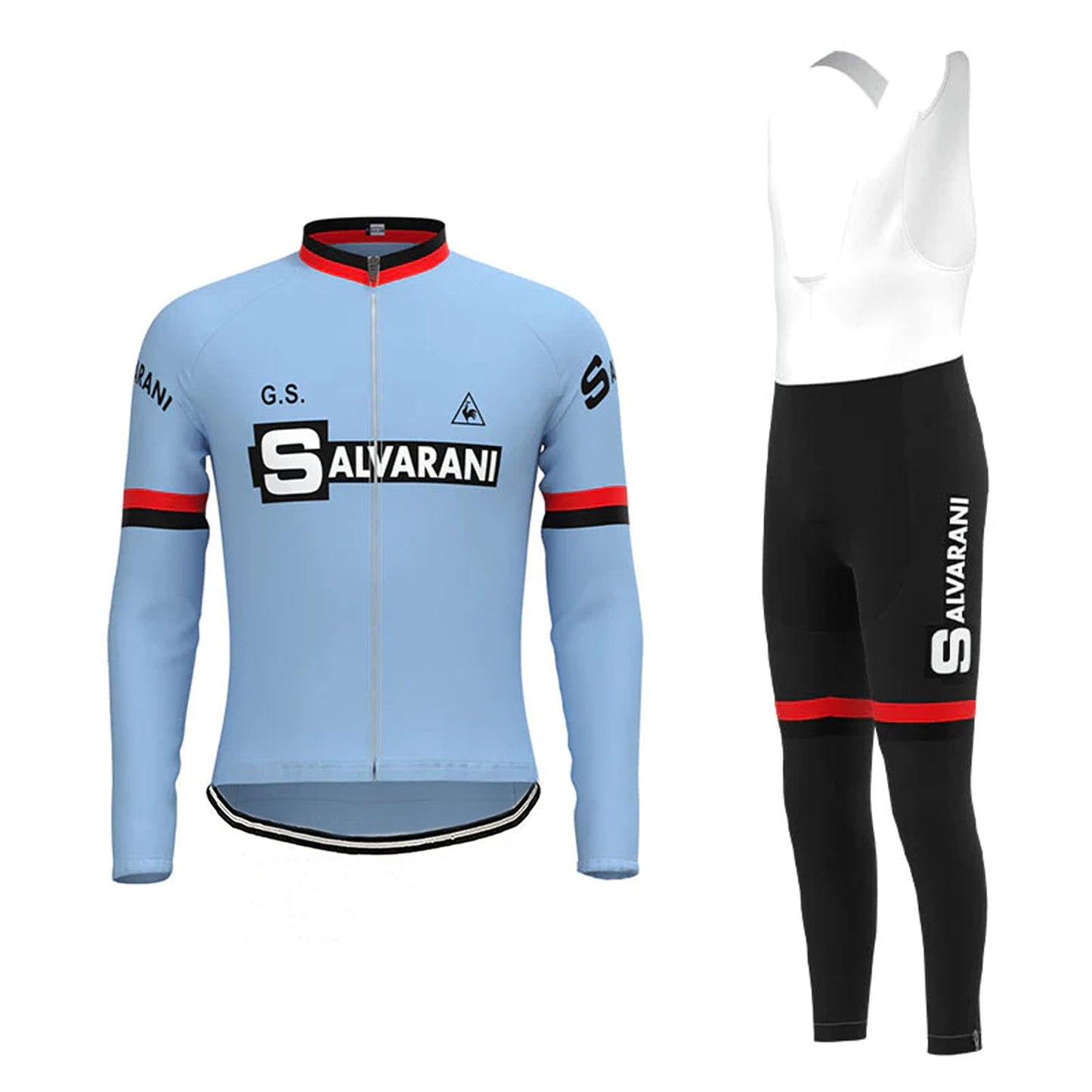 Salvarani – Passendes Set aus langärmeligem Radtrikot in Blau