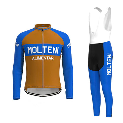 Molteni Bruin Lange Mouw Fietsshirt Bijpassende Set