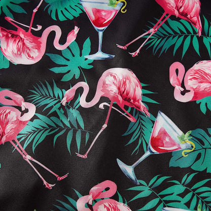 Roze Flamingo Grappig Hawaiiaans Shirt met Palmblad