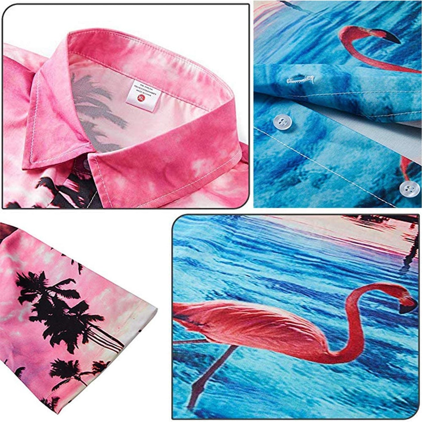 Sonnenuntergang Palme Flamingos Lustige Hawaiian Shirt