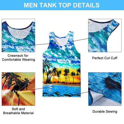 Lustiges Tank Top mit Palmenmotiv bei Sonnenuntergang